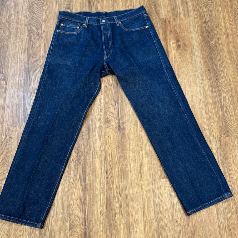 Vintage 2002 Levis 501 0115 Mens 36x30 Dark Wash Indigo Straight Leg Jeans